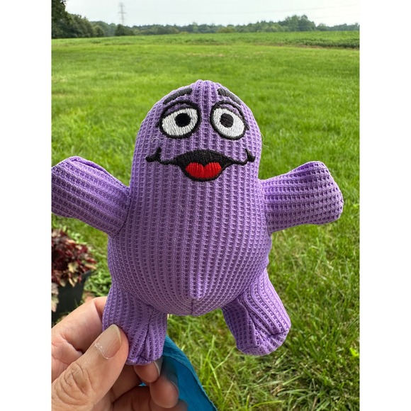 Fisher-Price Other - Vintage2000 McDonald Grimace Plush Fisher-Price Waffle Knit Purple Toy with Cape